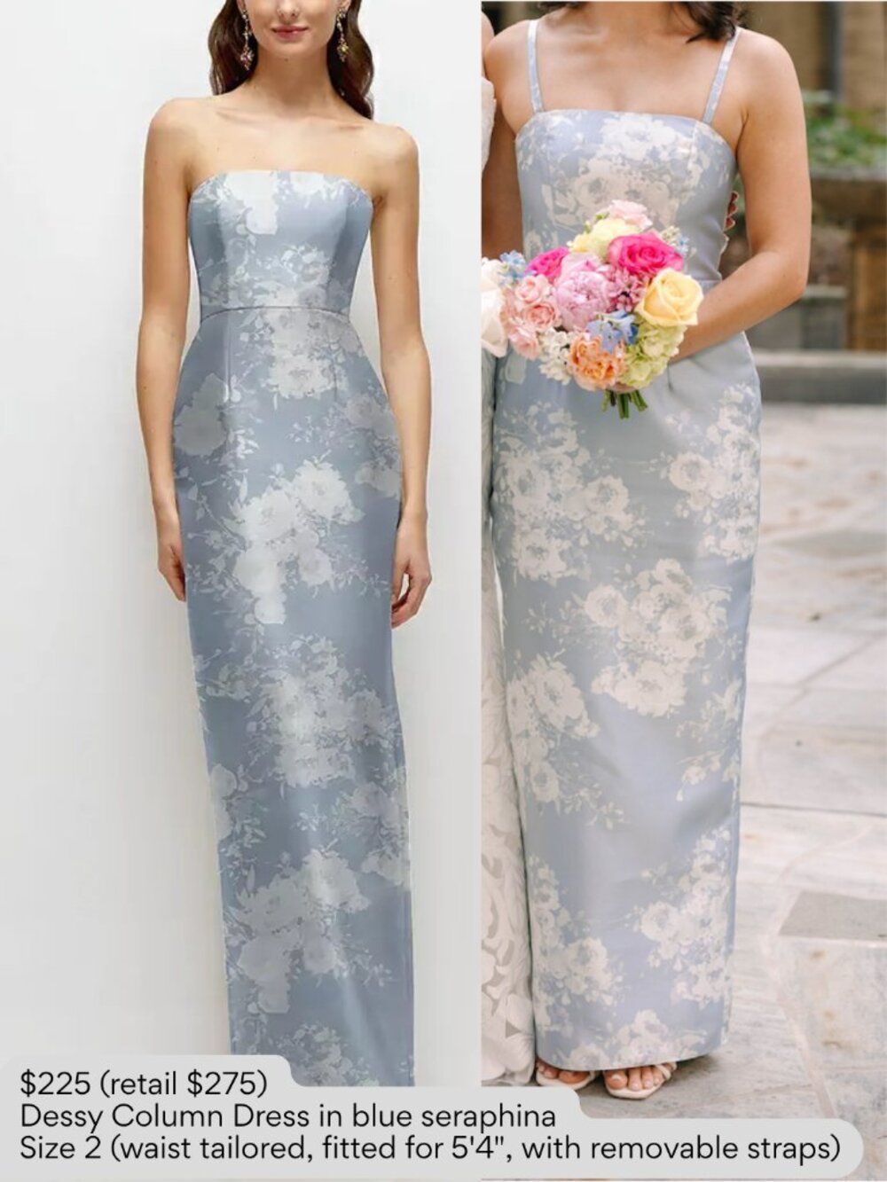 Dessy Group Porcelain Blue Seraphina Floral Satin Twill Column Dress